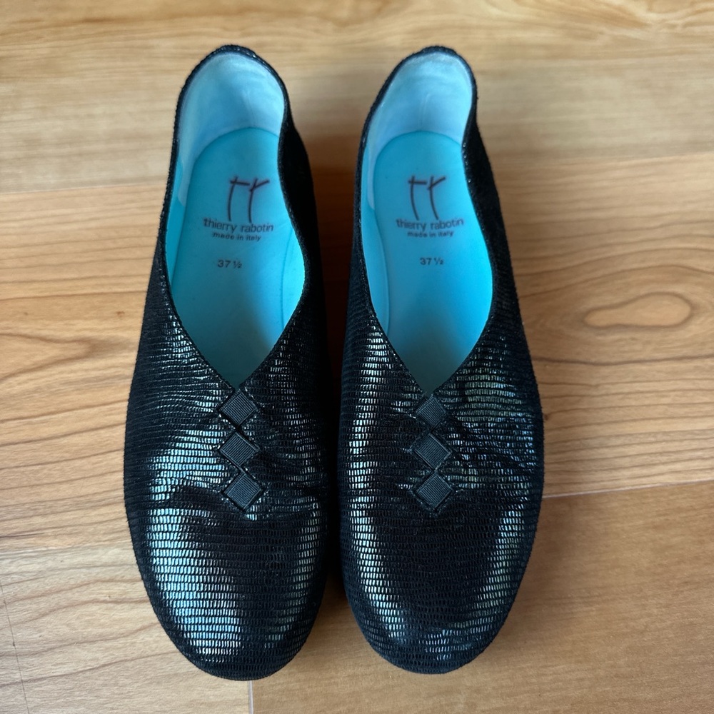 Thierry Rabotin Shimmering Black Slip-Ons